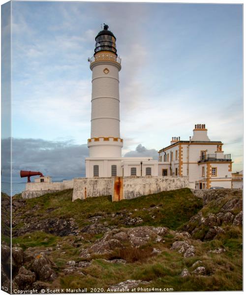 Coreswall Lighthouse Winter Canvas Print by Scott K Marshall