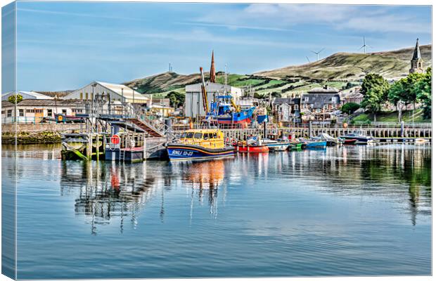 Girvan Harbour Reflection Canvas Print by Valerie Paterson