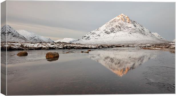  Mountain Reflection on the River Etive Canvas Print by Grant Glen