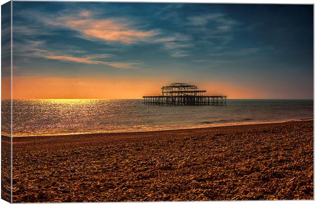 Brighton west Pier Sunset Canvas Print by Dean Messenger