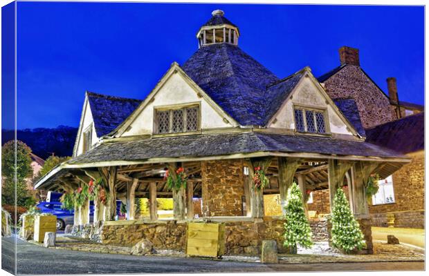 Dunster Yarn Market Somerset at Christmas Canvas Print by austin APPLEBY