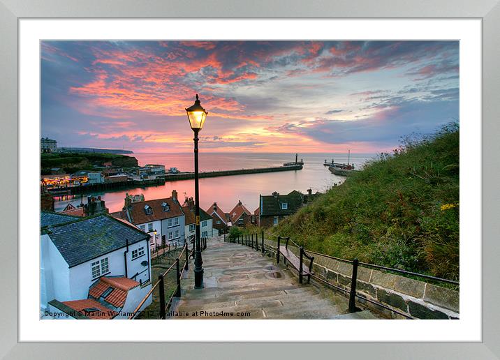 Buy Framed Mounted Prints of Whitby, 199 Steps, Pink Glow. by Martin Williams