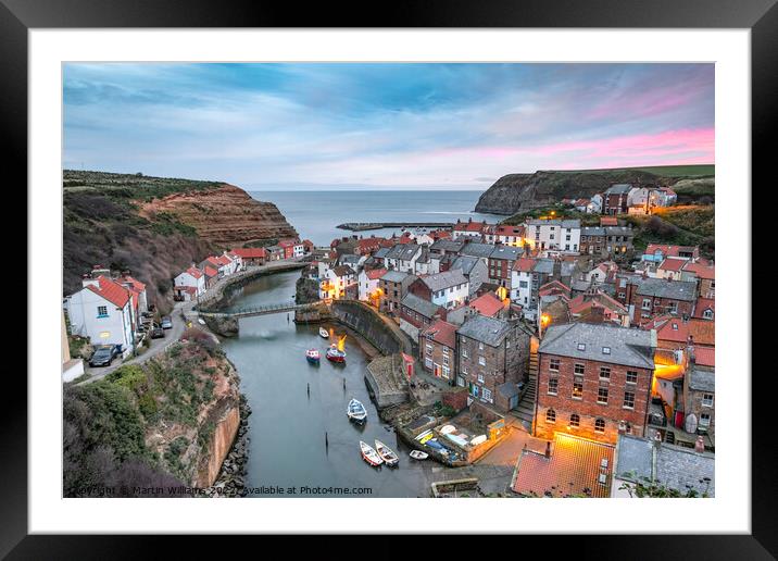 Sunrise over Staithes, on the North Yorkshire Coast Framed Mounted Print by Martin Williams