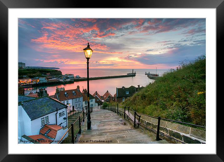 Buy Framed Mounted Prints of Whitby, 199 Steps, Pink Glow. by Martin Williams