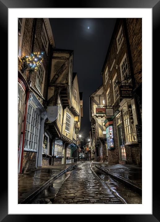 Moon Over the Shambles, York Framed Mounted Print by Martin Williams