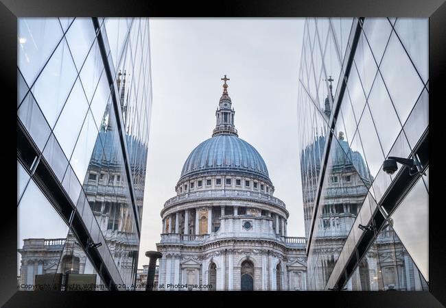 Reflections of St Paul's Cathederal viewed from On Framed Print by Martin Williams