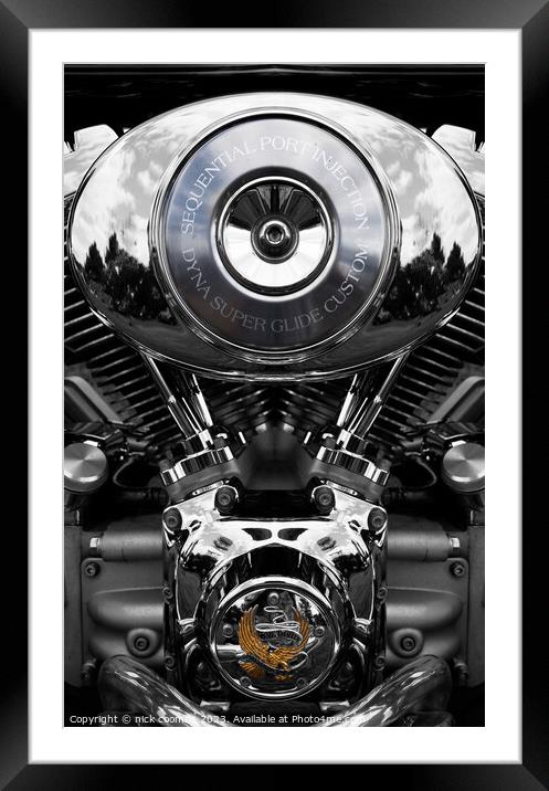 Gleaming Harley Davidson Engine Framed Mounted Print by nick coombs
