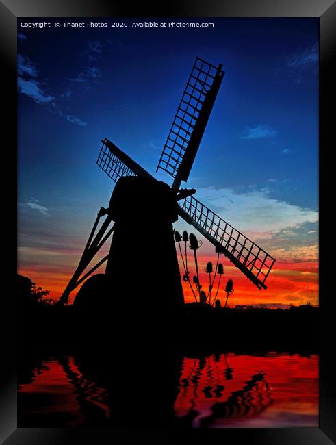 Windmill at sunset Framed Print by Thanet Photos