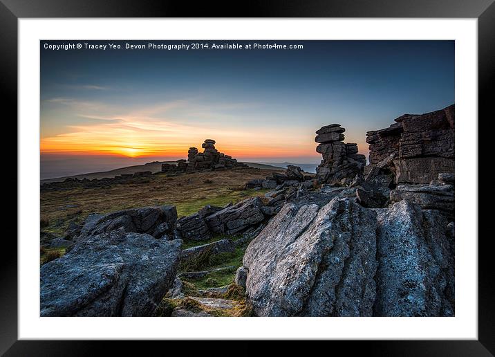Staple Tor Sunset Framed Mounted Print by Tracey Yeo