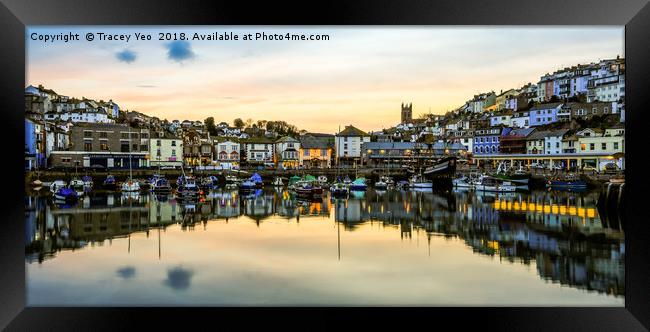 Brixham Harbourside. Framed Print by Tracey Yeo