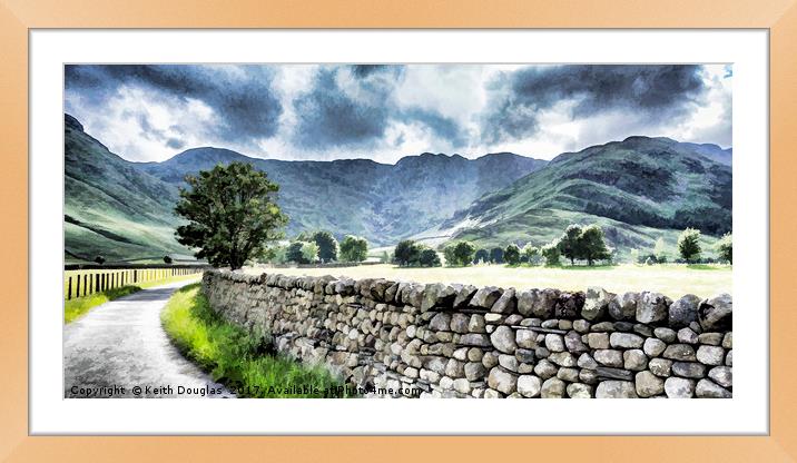 Langdale Valley and Crinkle Crags Framed Mounted Print by Keith Douglas