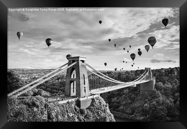 Bristol Balloon Fiesta (black and white) Framed Print by Daugirdas Racys
