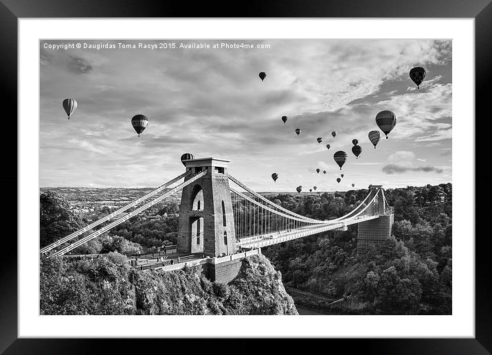 Bristol Balloon Fiesta (black and white) Framed Mounted Print by Daugirdas Racys