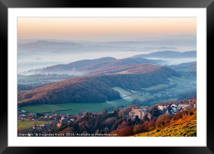 Misty Malvern Hills Panorama Framed Mounted Print by Daugirdas Racys
