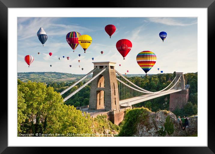 Bristol Balloon Fiesta display over Clifton Bridge Framed Mounted Print by Daugirdas Racys