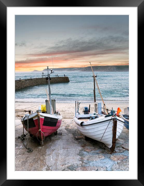 Fishing Boats At Sennen Cove Framed Mounted Print by Helen Hotson