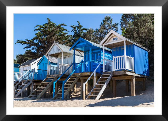 Blue beach huts at Wells next the Sea Framed Mounted Print by Jason Wells