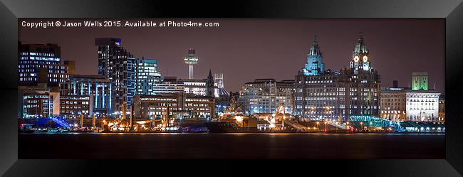 Liverpool waterfront at night Framed Print by Jason Wells