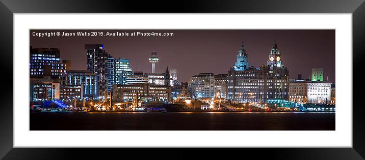 Liverpool waterfront at night Framed Mounted Print by Jason Wells