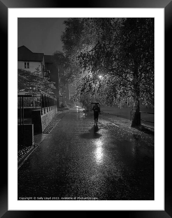 Rainy night on the Wensum Framed Mounted Print by Sally Lloyd