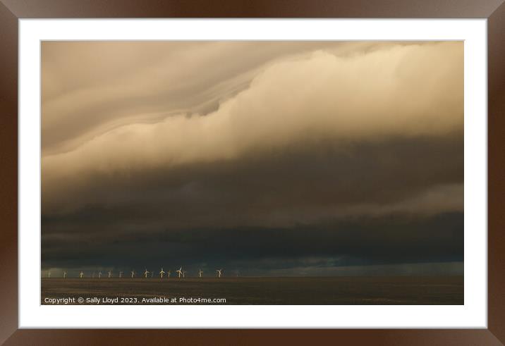 Storm Clouds over the wind farm at Great Yarmouth, Norfolk Framed Mounted Print by Sally Lloyd