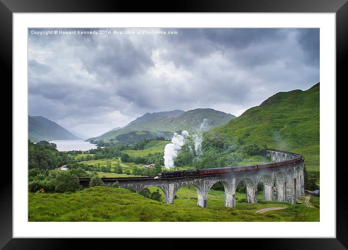 Jacobite Express crossing Glenfinnan Viaduct Framed Mounted Print by Howard Kennedy