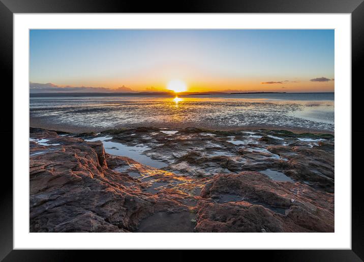 Red Rocks Hoylake sunset Framed Mounted Print by Jonathon barnett