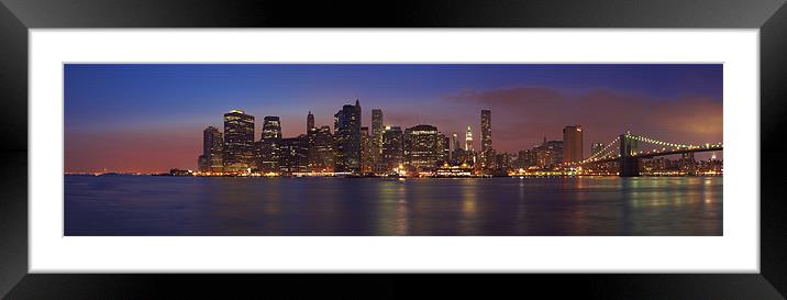 Manhattan Skyline at Dusk Framed Mounted Print by Sharpimage NET