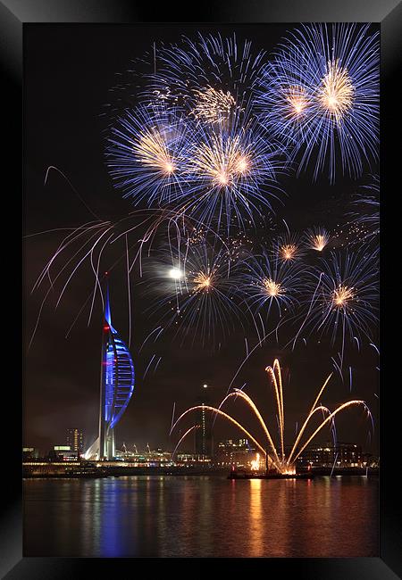 Spinnaker Tower fireworks Framed Print by Sharpimage NET