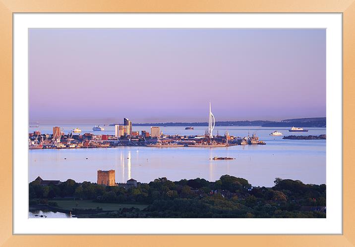 Portsmouth Harbour at Dusk Framed Mounted Print by Sharpimage NET