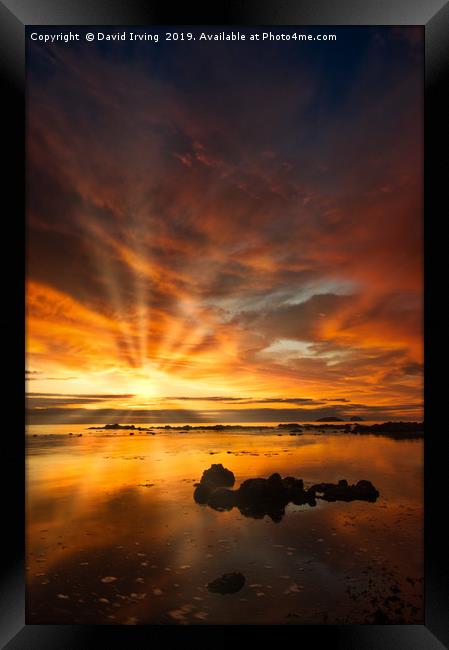 Sunrise over Bass Rock Framed Print by David Irving