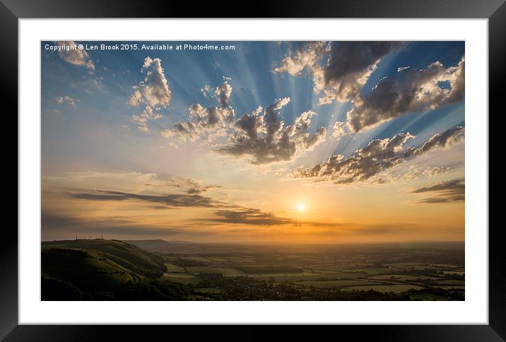 Devil's Dyke Sunset over Sussex and South Downs Framed Mounted Print by Len Brook