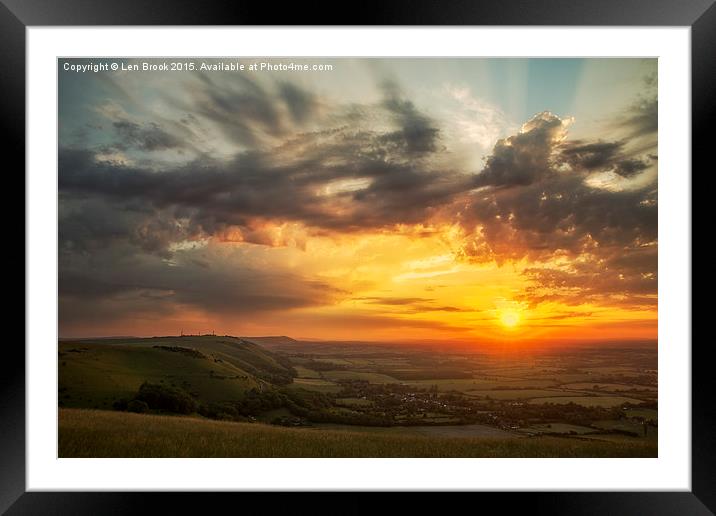 Devil's Dyke Sunset Framed Mounted Print by Len Brook