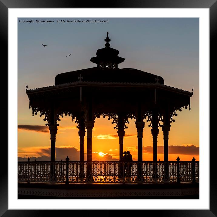Brighton Bandstand Sunset Framed Mounted Print by Len Brook