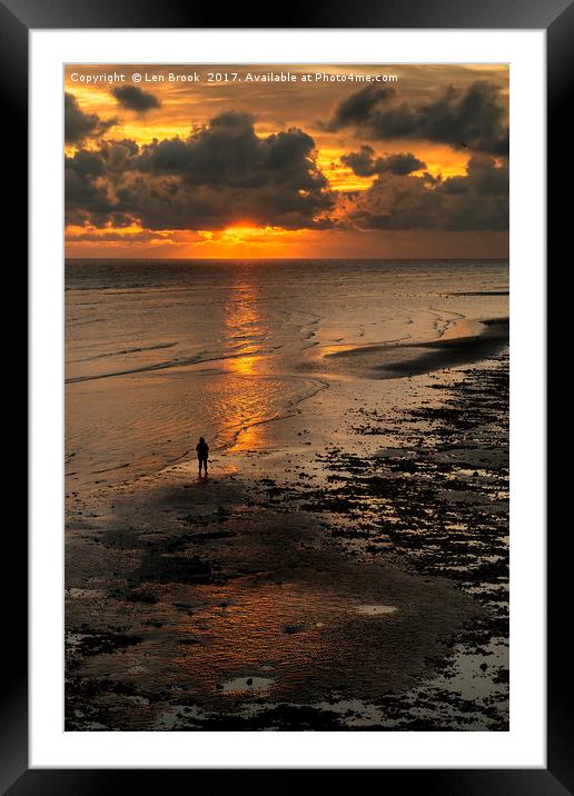 Watching the Sunset, Worthing Beach Framed Mounted Print by Len Brook