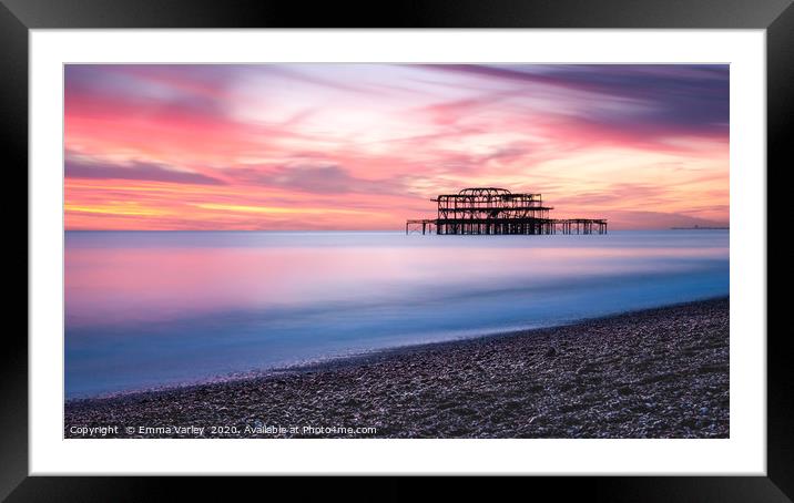 Sunset at West Pier Brighton Framed Mounted Print by Emma Varley