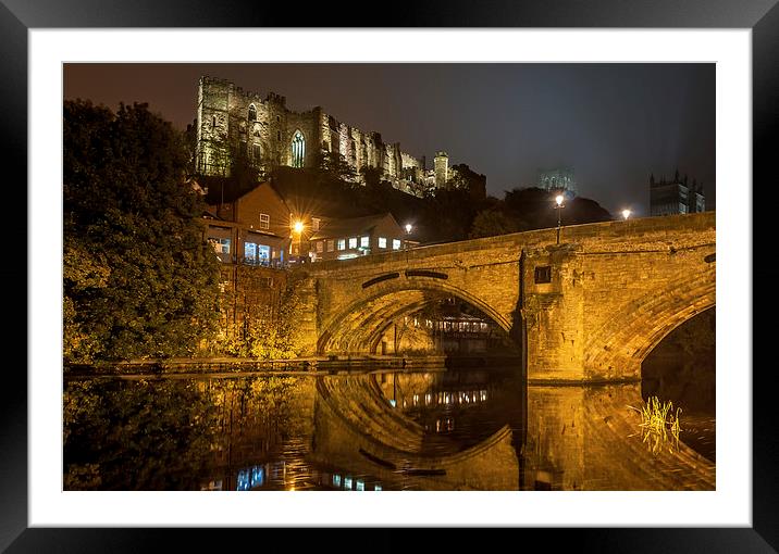 Durham Castle and Framwellgate Bridge by Night Framed Mounted Print by Naylor's Photography