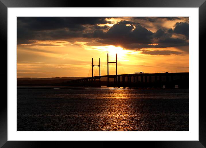  Severn Estuary sunset Framed Mounted Print by Caroline Hillier