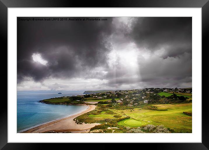 Golf course at Trebetherick Cornwall Framed Mounted Print by Simon Bratt LRPS