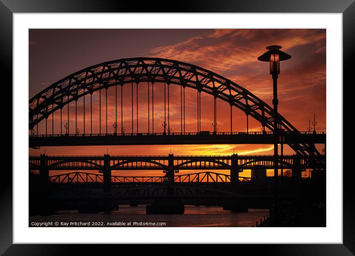 Tyne Bridge at Sunset Framed Mounted Print by Ray Pritchard