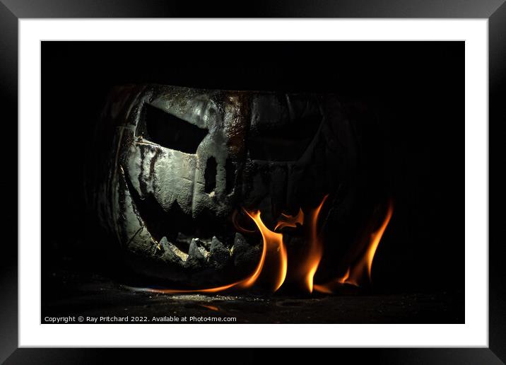 Burning Pumpkin  Framed Mounted Print by Ray Pritchard