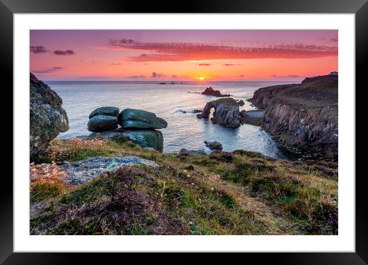 Land's End Sunset Framed Mounted Print by Michael Brookes