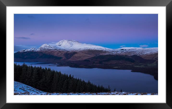 Winter sunset on Ben Lomond Framed Mounted Print by George Robertson