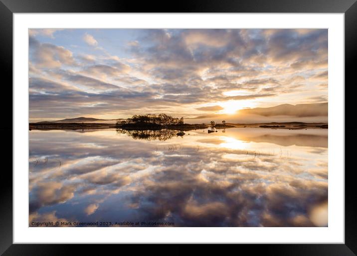 Serenity on Loch Ba Framed Mounted Print by Mark Greenwood