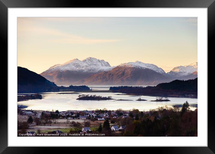 Glencoe Village and The Mountains of Ardgour Framed Mounted Print by Mark Greenwood