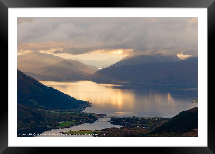 Sunset over Ardgour Framed Mounted Print by Mark Greenwood