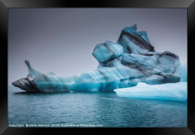 Icebergs at Jokulsarlon Glacial Lake in Iceland Framed Print by Heidi Stewart