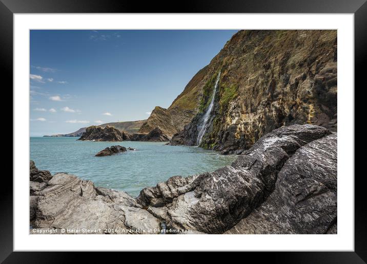 Tresaith Beach Waterfall, Ceredigion, Wales Framed Mounted Print by Heidi Stewart