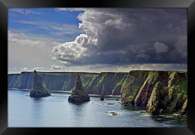 Rain Clouds over Duncansby Stacks, Scotland Framed Print by Arterra 