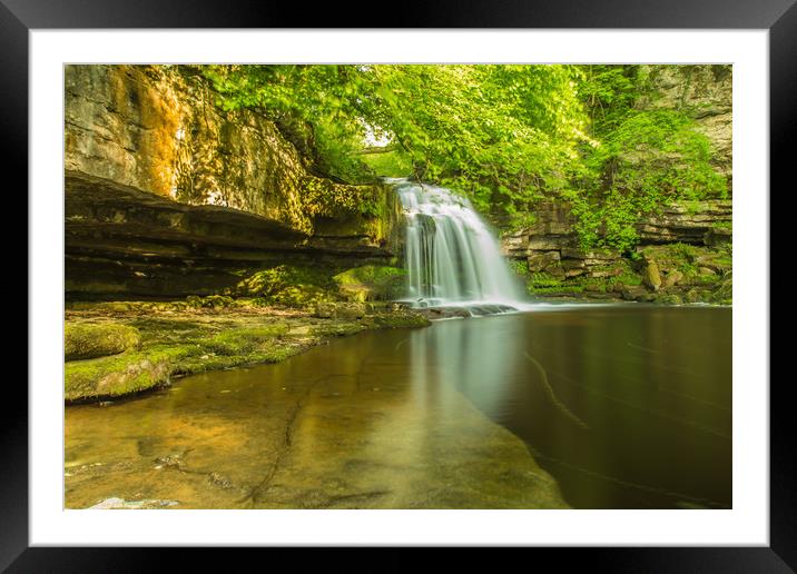 West Burton Falls Framed Mounted Print by Kevin Snelling